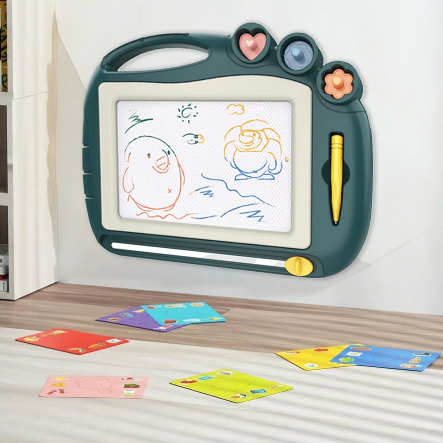 Colored Magnetic Drawing Board,Learning Graffiti Toy, Detachable Writing Board with Stand,Erasable Pad with Sliding Eraser, Safe ABS Plastic,Perfect for 3-6 to Practice Drawing and Writing
