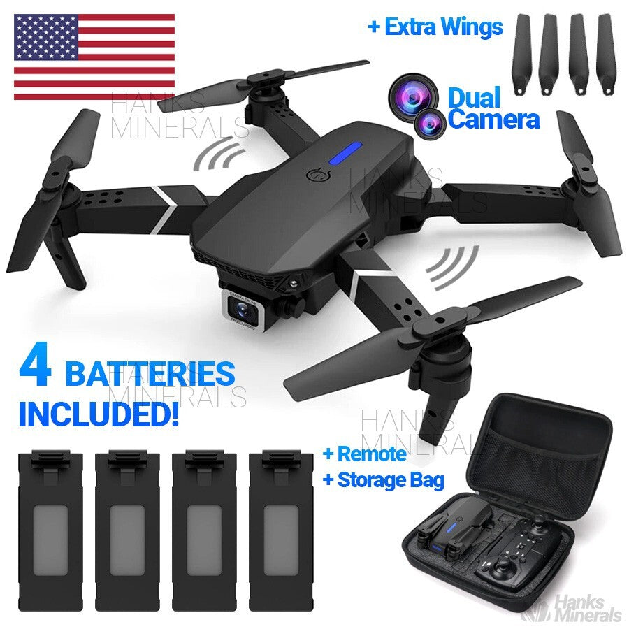 Drone 2025 4K HD Dual Camera Wifi FPV RC Foldable Quadcopter + 4 Batteries