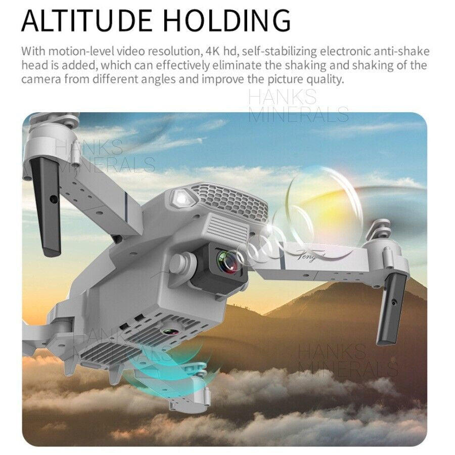 Drone 2025 4K HD Dual Camera Wifi FPV RC Foldable Quadcopter + 4 Batteries