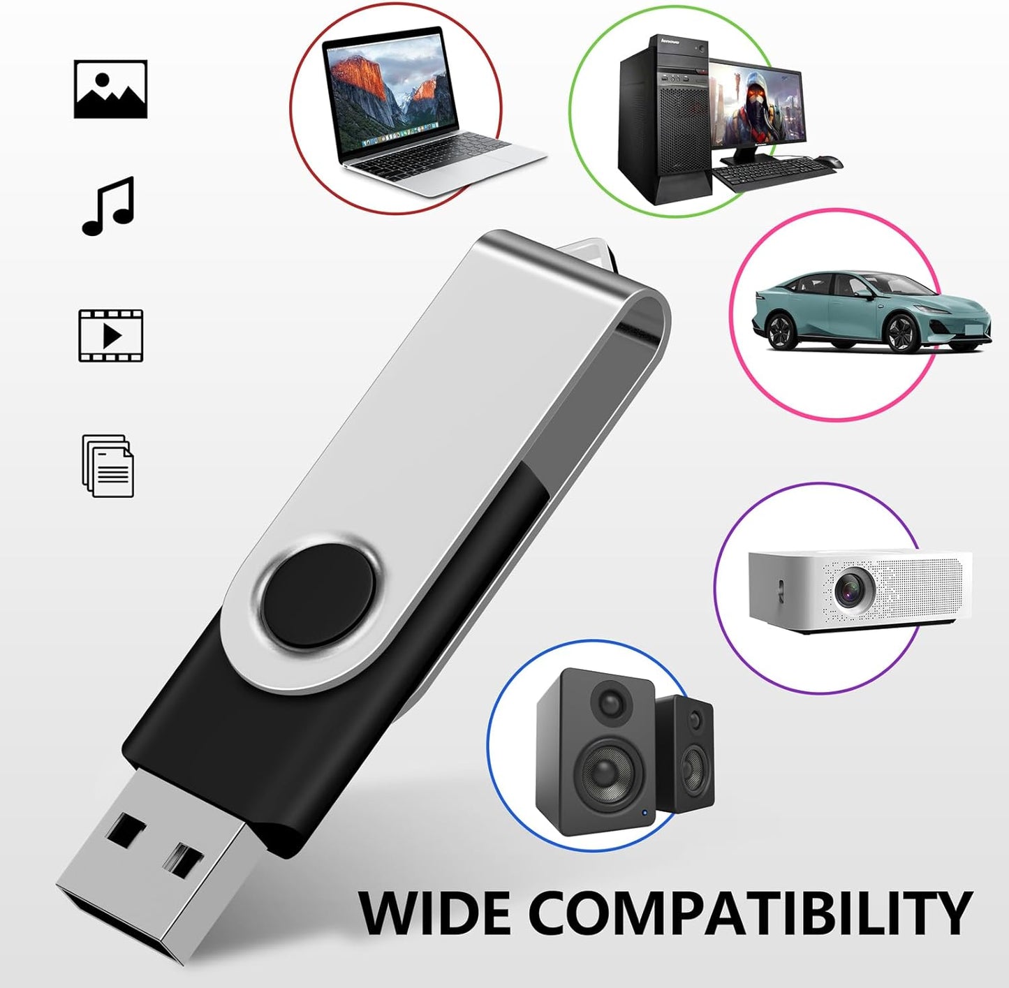 [ NOT 128GB ]  128MB USB Flash Drive 10 Pack, Premium USB 2.0 Swivel Memory Stick Thumb Drive Bulk Jump Drive Pack (10PCS 128MB, Mix Colors)