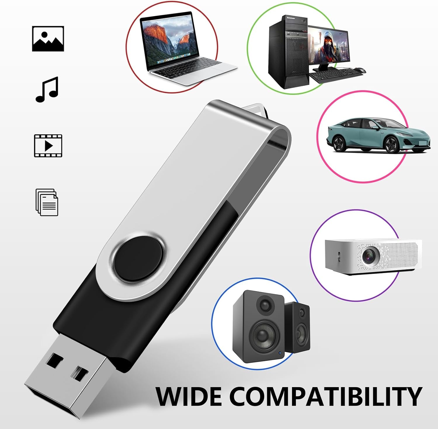 [ NOT 128GB ]  128MB USB Flash Drive 10 Pack, Premium USB 2.0 Swivel Memory Stick Thumb Drive Bulk Jump Drive Pack (10PCS 128MB, Mix Colors)
