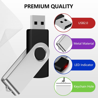 [ NOT 128GB ]  128MB USB Flash Drive 10 Pack, Premium USB 2.0 Swivel Memory Stick Thumb Drive Bulk Jump Drive Pack (10PCS 128MB, Mix Colors)