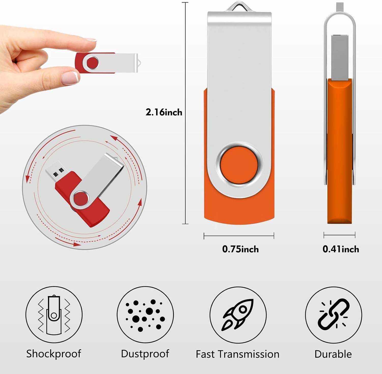 [ NOT 128GB ]  128MB USB Flash Drive 10 Pack, Premium USB 2.0 Swivel Memory Stick Thumb Drive Bulk Jump Drive Pack (10PCS 128MB, Mix Colors)